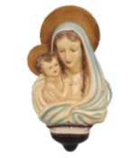 A 1930-40s Madonna & child plaster wall hanging, t
