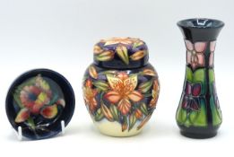 Three pieces of Moorcroft pottery: A small 