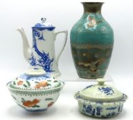 An enamelled Oriental vase, a Chinese porcelain bo