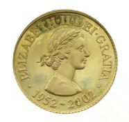 A QEII commemorative Golden Jubilee coin in 9ct go