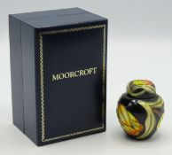 A boxed Moorcroft pottery miniature ginger jar, re