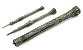 Three white metal self propelling pencils, all a/f