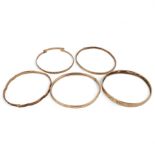Five 9ct gold bangles