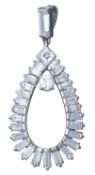 Pendentif en or blanc de forme goutte serti de diamants