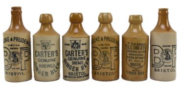 SIX 19TH C & LATER STONEWARE FLAGONS FOR BRISTOL