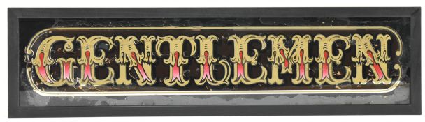 EARLY 20TH CENTURY HAND PAINTED GLASS SHOP DISPLAY SIGN