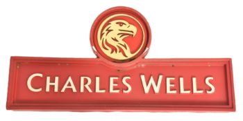 CHARLES WELLS - 20TH CENTURY PUB ADVERTISING PLASTIC SIGN