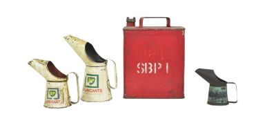 COLLECTION OF VINTAGE OIL POURERS & PETROL CAN