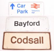RAILWAYANA - THREE ALUMINUM RAILWAY STATION SIGNS