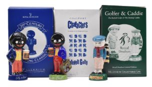 VINTAGE ADVERTISING - TWO COALPORT / ROYAL DOULTON GOLLY FIGURINES & ANOTHER