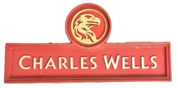 CHARLES WELLS - 20TH CENTURY PUB ADVERTISING PLASTIC SIGN