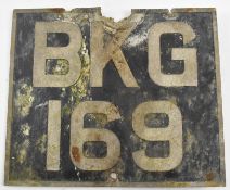 1930S EMBOSSED CAR NUMBER PLATE - BKG 169