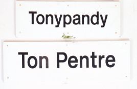 RAILWAYANA - TWO WELSH ALIMNIMUN STATION SIGNS