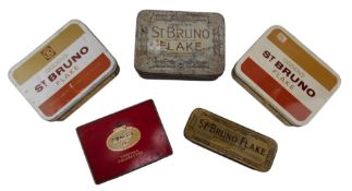 TOBACCIANA. COLLECTION OF FIVE EARLY 20TH CENTURY ADVERTISING CIGARETTE TINS