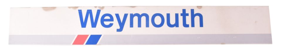 RAILWAYANA - LATE 20TH CENTURY STATION SIGN FOR WEYMOUTH