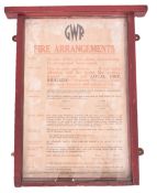 RAILWAYANA - GWR - FIRE ARRANGMENTS NOTICE SIGN