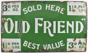 OLD FRIEND - POINT OF SALE SHOP DISPLAY ADVERTISING ENAMEL SIGN