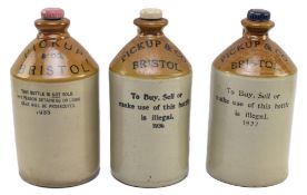 PICKUP & CO. BRISTOL - THREE 1930S STONEWARE FLAGONS