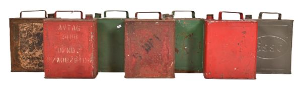 PETROLIANA - SELECTION OF SEVEN VINTAGE PETROL CANS