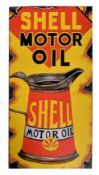 SHELL MOTOR OIL - ENAMEL STYLE HAND-PAINTED SIGN