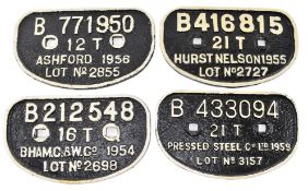 RAILWAYANA - SELECTION OF FOUR CAST IRON WAGON PLATES