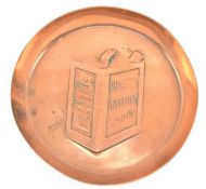 PRATTS - VINTAGE MID CENTURY COPPER ADVERTISING ASHTRAY WITH PRATTS BOTTLE