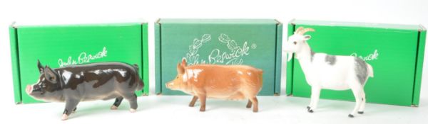 BESWICK - COLLECTION OF THREE CHINA PORCELAIN FARM ANIMAL FIGURINES