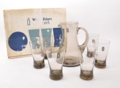 MID CENTURY WHITEFRIARS SMOKED GLASS LEMONADE SET