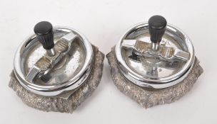 TWO VINTAGE MID CENTURY DUTCH SILVER PLATED ZILPLA 90 ASHTRAYS