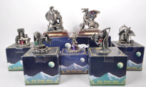 MYTH & MAGIC BY THE TUDOR MINT - SEVEN CAST PEWTER DRAGON FIGURES