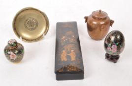 COLLECTION OF CHINESE 20TH CENTURY CURIOS INC CLISONNE EGG
