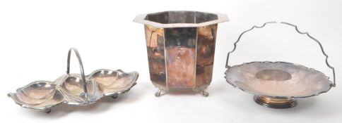 KEMP BRO SILVER PLATED PLANTER, SERVING TRAY WITH R.R. SWEET DISH