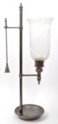 EARLY 20TH CENTURY BRASS & GLASS PILLAR CANDLE HOLDER