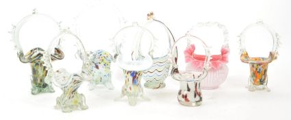 COLLECTION OF MURANO STYLE GLASS END OF DAY BASKETS