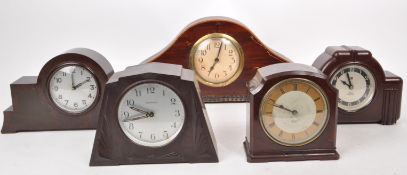 COLLECTION OF FIVE VINTAGE 20TH CENTURY MANTEL CLOCKS