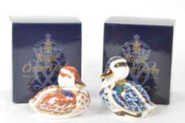 ROYAL CROWN DERBY - TWO LATE 20TH / 21ST CENTURY PORCELAIN DUCKS