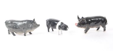 BESWICK - ROYAL DOULTON - COLLECTION OF THREE PORCELAIN PIG FIGURINES