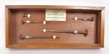 1ST CENTURY ROMAN IRON NAILS HOUSED IN A WOODEN DISPLAY CASE