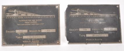 TWO VINTAGE LATE 20TH CENTURY AUSTRIAN TRAIN EQUIPMENT SIGNS
