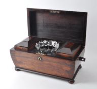 19TH CENTURY MAHOGANY SARCOPHAGUS TEA CADDY