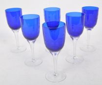 COLLECTION OF MID CENTURY COBALT BLUE HAND BLOWN GLASSES