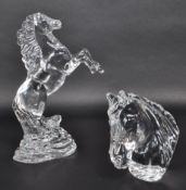 WATERFORD - TWO WATERFORD CRYSTAL HORSE ORNAMENT / FIGURES
