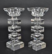 PAIR OF LATE 20TH CENTURY ART DECO-STYLE CRYSTAL GLASS