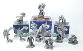 MYTH & MAGIC BY THE TUDOR MINT - TEN CAST PEWTER DRAGON FIGURES