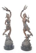 PAIR OF FRENCH FABRICATION FRANCAISE SPELTER FIGURES