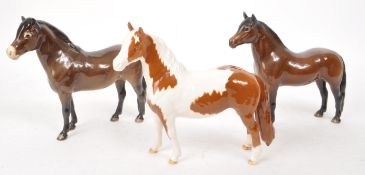 BESWICK - COLLECTION OF THREE 20TH CENTURY CHINA HORSE FIGURINES