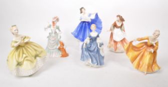 ROYAL DOULTON - COLLECTION OF SIX 20TH CENTURY BONE CHINA LADY FIGURINES