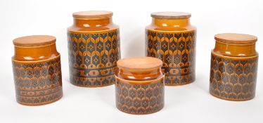 FIVE VINTAGE HORNSEA HEIRLOOM STORAGE JARS