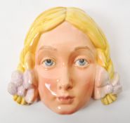 BESWICK - MID-CENTURY PORCELAIN GIRL WITH PIGTAILS WALL HANGING