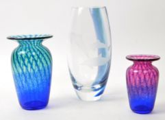 CAITHNESS - MODERN DOLPHIN GLASS VASE W/ TWO OTHERS